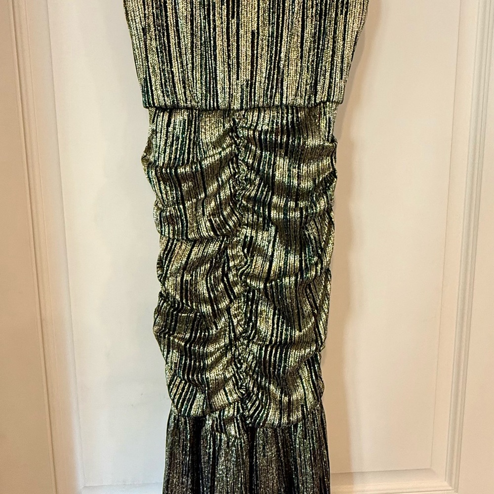 Misa Los Angeles Metallic Striped Midi Dress